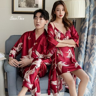 Pijama đôi nam nữ, đồ ngủ đôi tân hôn hồng hạc đỏ, đồ ngủ cho cặp đôi màu đỏ - Since Then