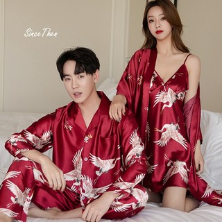 Pijama đôi nam nữ, đồ ngủ đôi tân hôn hồng hạc đỏ, đồ ngủ cho cặp đôi màu đỏ - Since Then