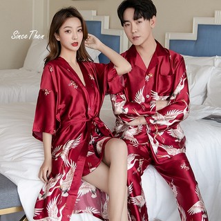 Pijama đôi nam nữ, đồ ngủ đôi tân hôn hồng hạc đỏ, đồ ngủ cho cặp đôi màu đỏ - Since Then