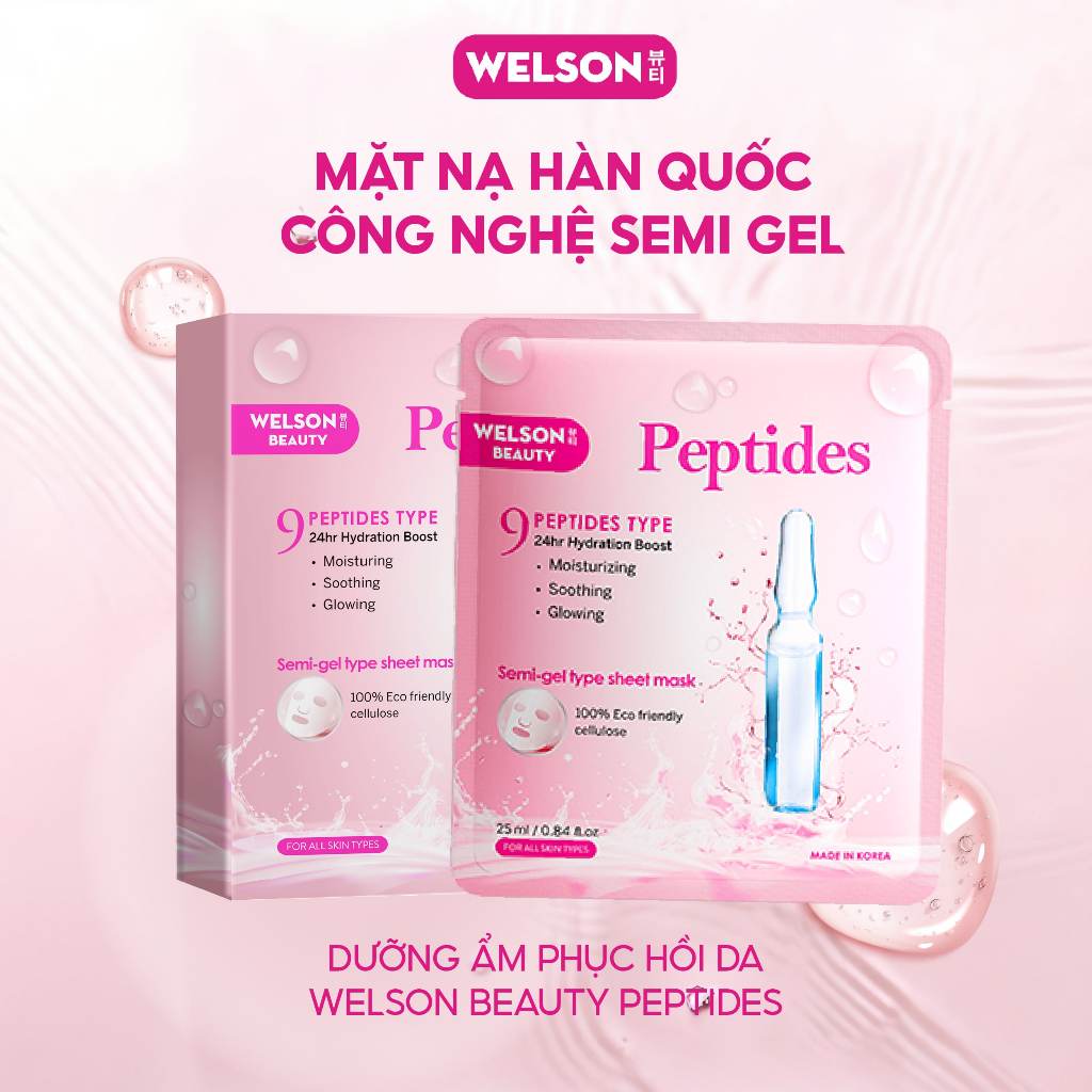 Ảnh Mặt Nạ Peptides Dưỡng Ẩm Căng Bóng Da Welson Beauty 2 miếng x 25ml 1