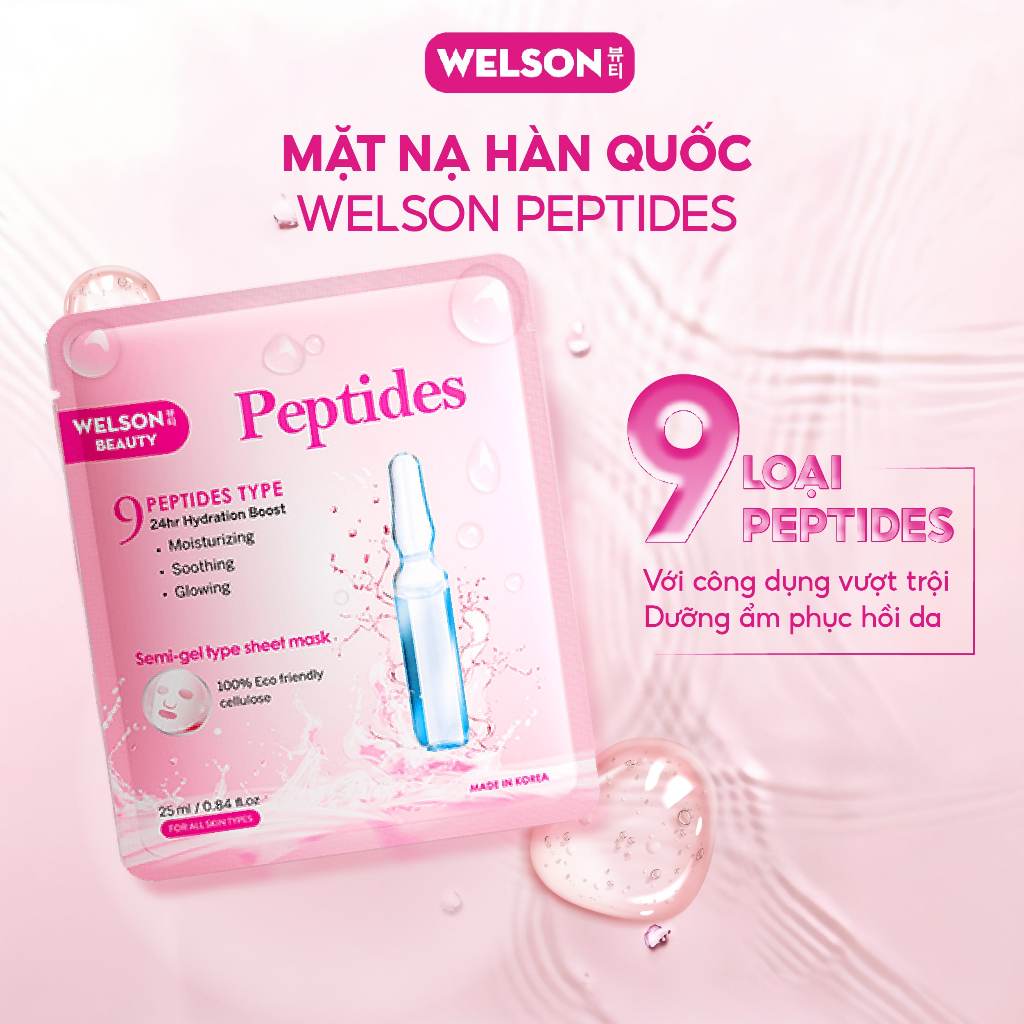 Ảnh Mặt Nạ Peptides Dưỡng Ẩm Căng Bóng Da Welson Beauty 2 miếng x 25ml 3