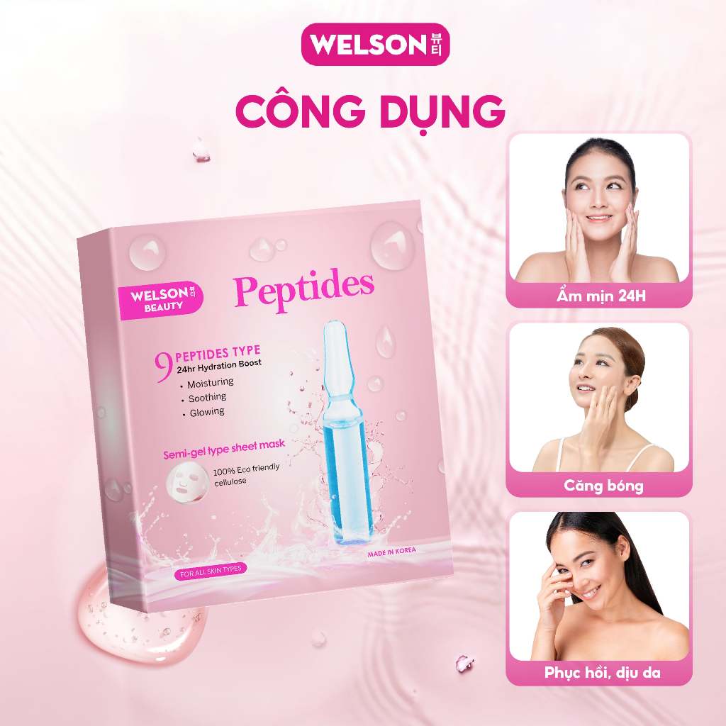 Ảnh Mặt Nạ Peptides Dưỡng Ẩm Căng Bóng Da Welson Beauty 2 miếng x 25ml 2