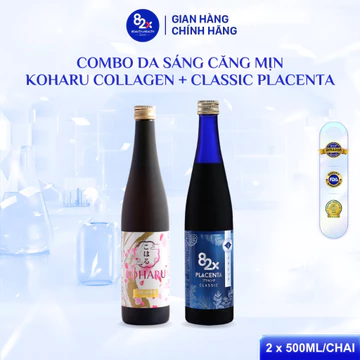[Combo 2 Chai] Nước Uống Collagen 82X Gồm PLACENTA CLASSIC - COLLAGEN KOHARU (500ml/Chai)