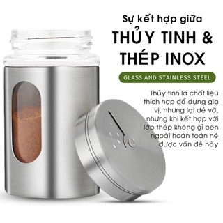 Lọ gia vị muối tiêu inox 100ml - Hũ đựng tăm tiện dụng - Lọ rắc tiêu, hũ đựng gia vị