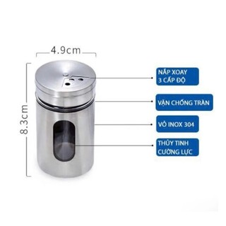 Lọ gia vị muối tiêu inox 100ml - Hũ đựng tăm tiện dụng - Lọ rắc tiêu, hũ đựng gia vị