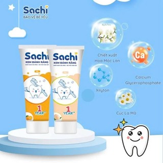 Kem Đánh Răng Cho Bé Sachi Nuốt Được Chiết Xuất Cúc La Mã Mộc Lan Lô Hội Ngừa Sâu Răng Tuýp 60g