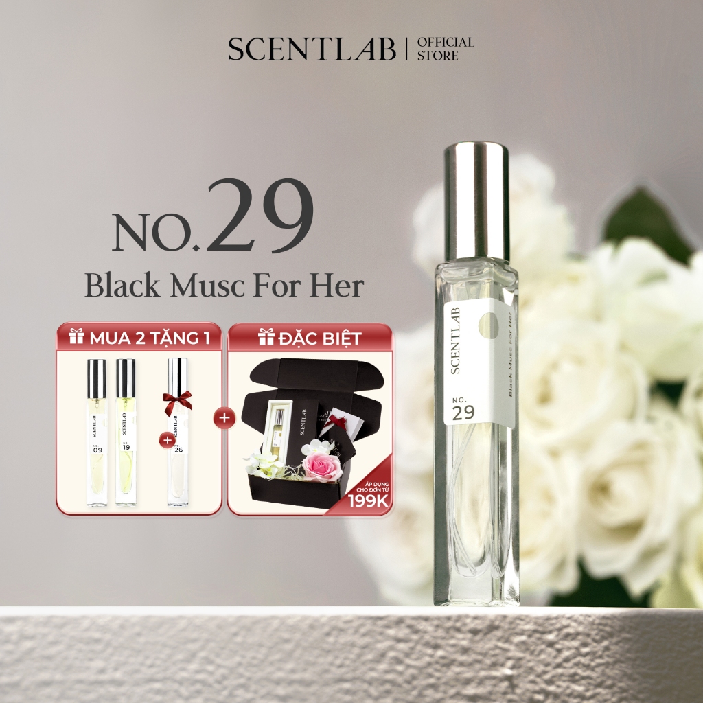 Ảnh Nước hoa nữ SCENTLAB No.29 hương hoa trắng Black Musc For Her tinh dầu thơm lâu, mini 10ml lưu hương 8h nữ tính nàng thơ 1