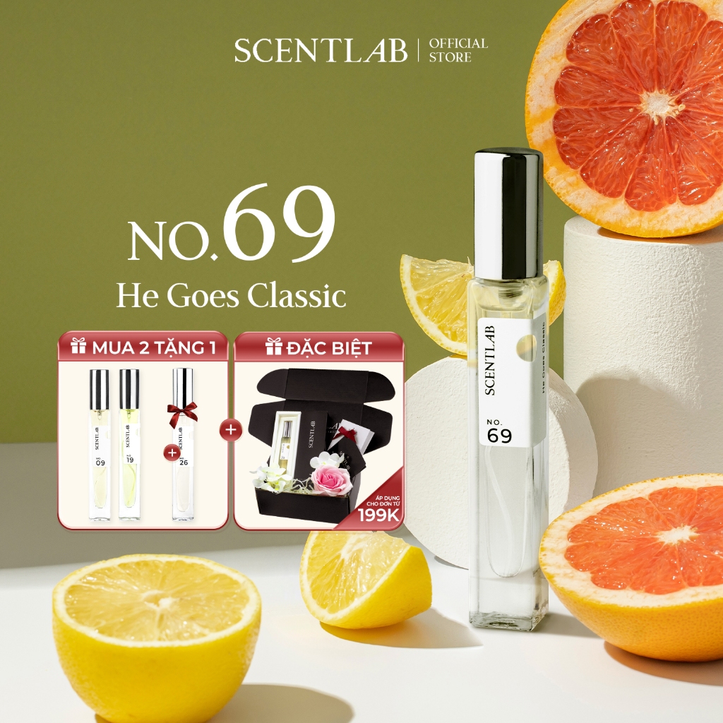 Ảnh Nước hoa nam SCENTLAB No.69 hương citrus He Goes Classic tinh dầu thơm lâu lưu hương 8h nam tính, tươi mát mini 10ml 1