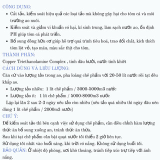 Thuốc thuỷ sản A Dietao L chai 1 lít diệt tảo rong rêu giảm vi khuẩn, ổn định PH nước ao Vb Pharma