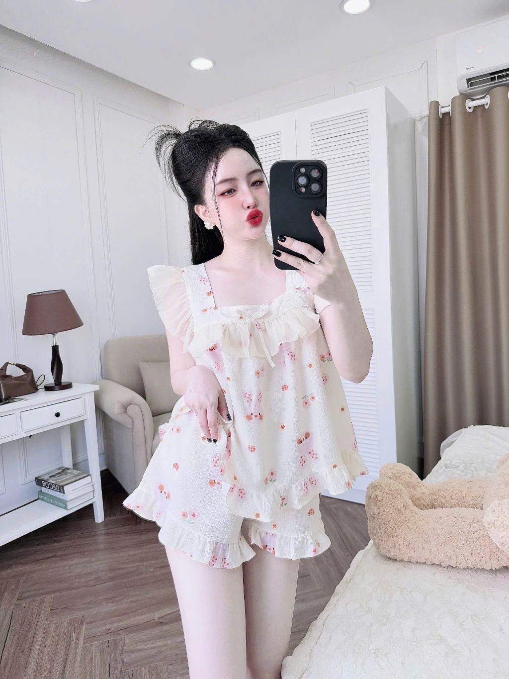Bộ Đồ Mặc Nhà Nữ SOJUN Xốp Cánh Tiên Tay Tơ Ánh - Thoải Mái & Quyến Rũ