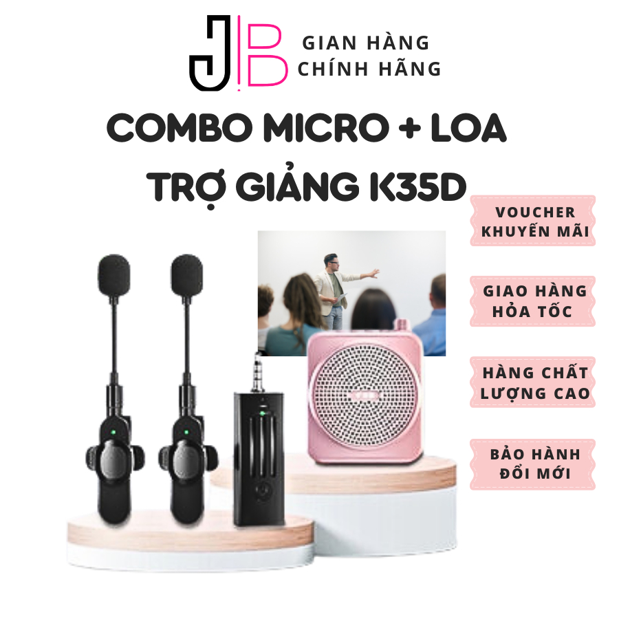 Bộ Micro Cài Áo Không Dây K35D Dành Cho Giáo Viên, Mic Trợ Giảng Jack 3 ...