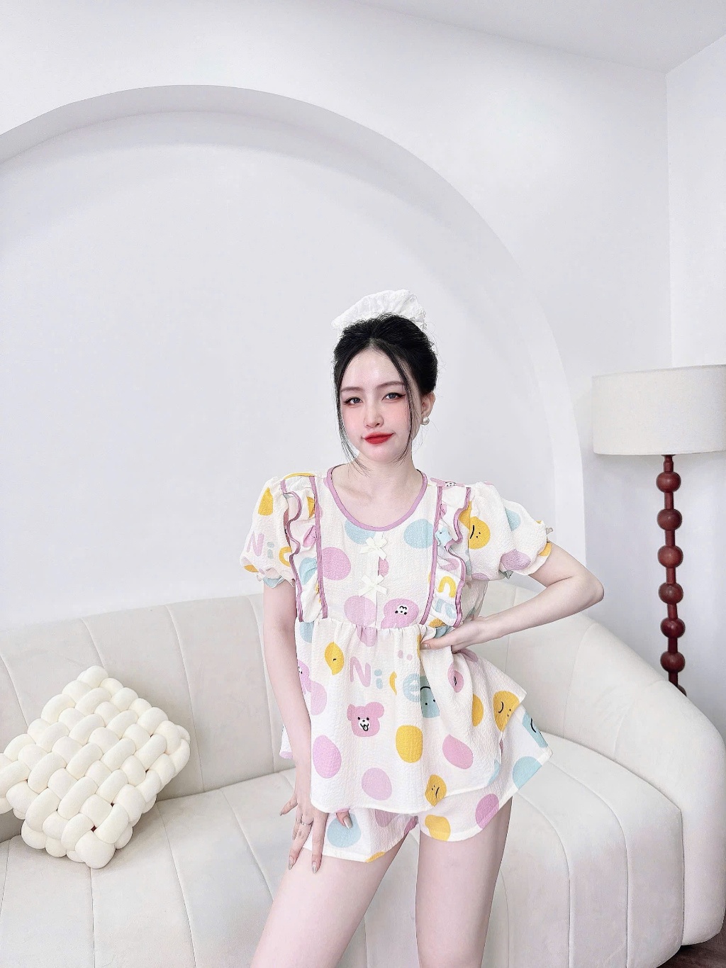 Ảnh Đồ Mặc Nhà Nữ SOJUN Bộ Xốp Đùi Viền Latin - 2 Nơ 45-68KG 2