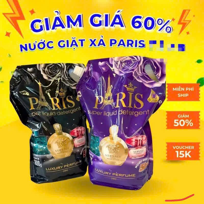 (MUA 2 TẶNG 1) Combo 3túi 10,8kg Nước Giặt Xả Hương Nước Hoa Pháp Paris 3,6L / 1 túi