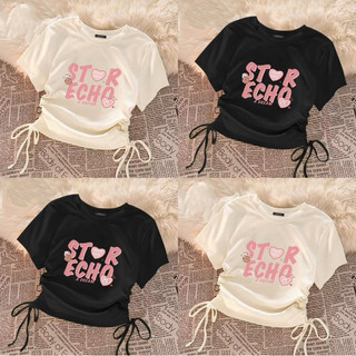 Áo thun croptop hai màu đen trắng in chữ hồng ngọt ngào xinh xắn VANISA CT145