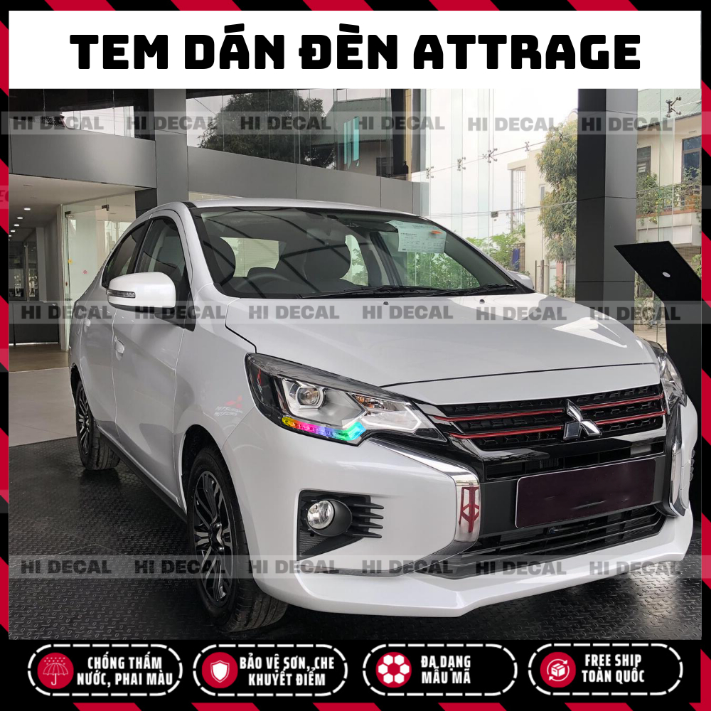 Tem dán đèn Attrage, Decal dán đèn xe Attrage trang trí đèn xe chống nước bền màu