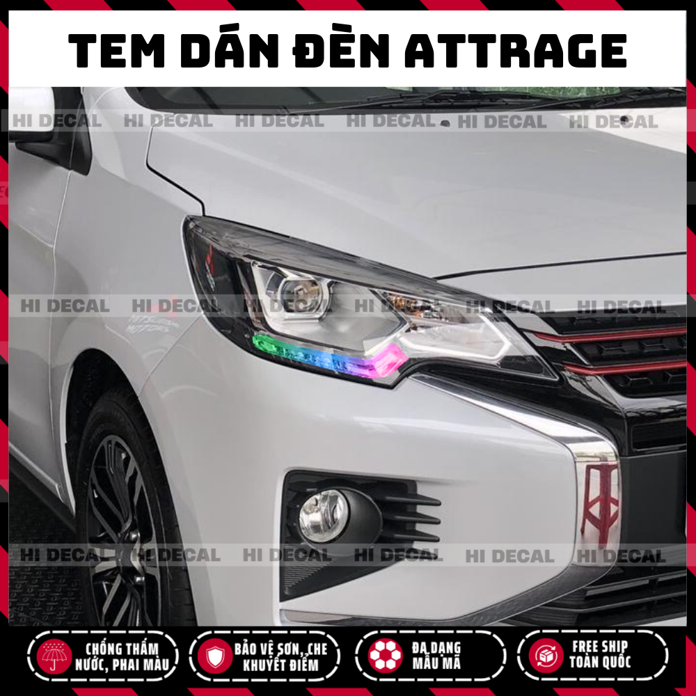 Tem dán đèn Attrage, Decal dán đèn xe Attrage trang trí đèn xe chống nước bền màu
