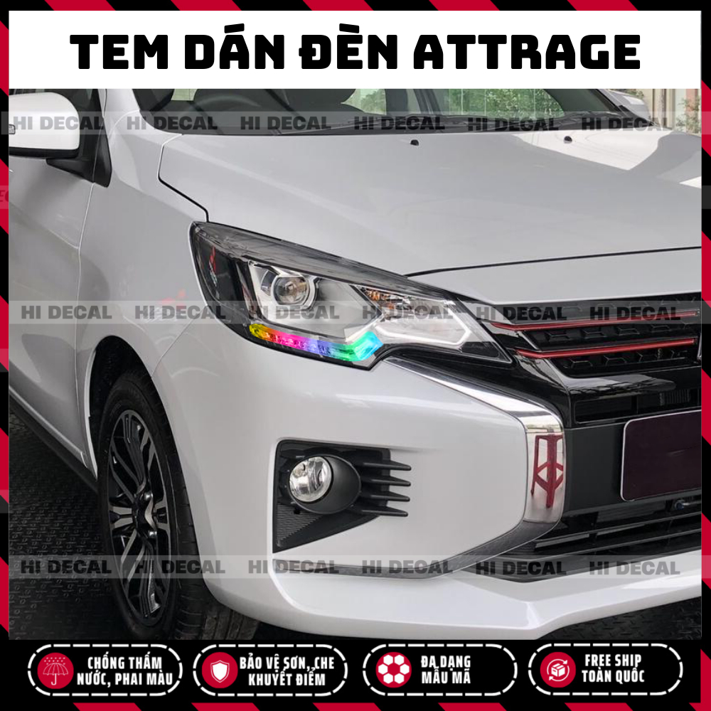 Tem dán đèn Attrage, Decal dán đèn xe Attrage trang trí đèn xe chống nước bền màu