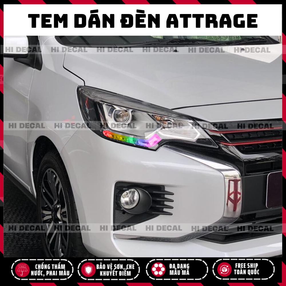 Tem dán đèn Attrage, Decal dán đèn xe Attrage trang trí đèn xe chống nước bền màu