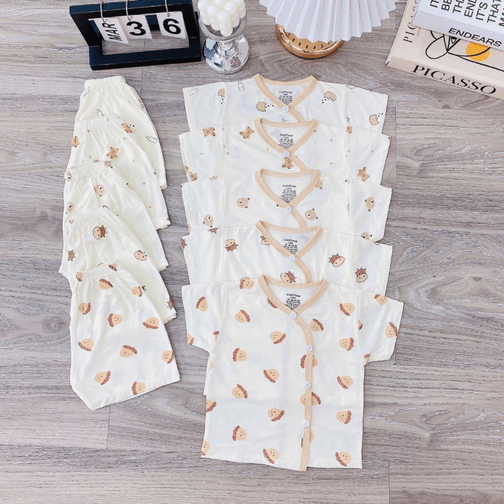 Combo 2/3 bộ cộc tay cho bé sơ sinh chất thun lạnh kem mềm mịn thoáng mát cho bé trai gái 0-9 tháng CL11 Đậu Đậu Store