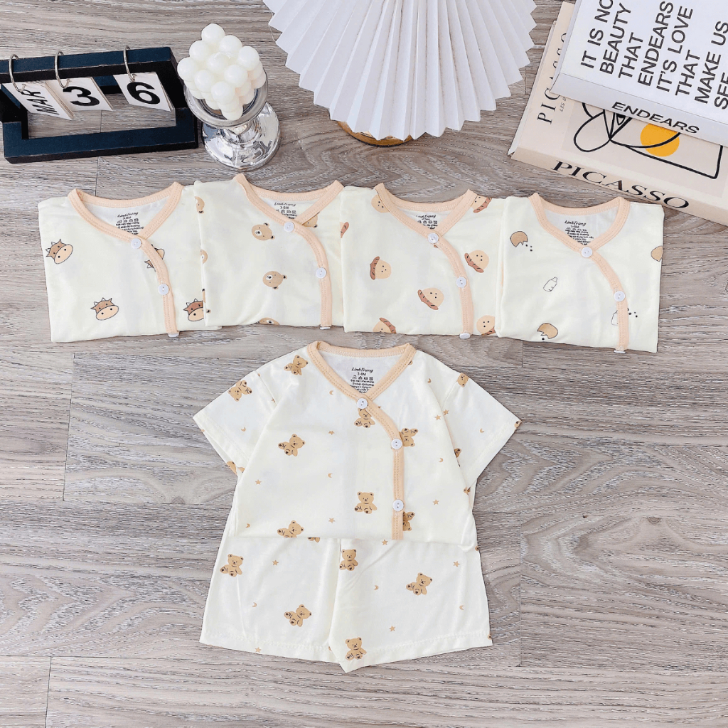 Combo 2/3 bộ cộc tay cho bé sơ sinh chất thun lạnh kem mềm mịn thoáng mát cho bé trai gái 0-9 tháng CL11 Đậu Đậu Store