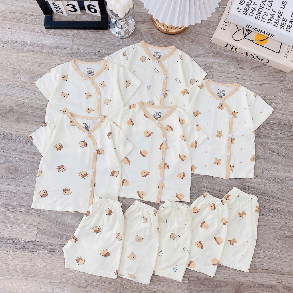 Combo 2/3 bộ cộc tay cho bé sơ sinh chất thun lạnh kem mềm mịn thoáng mát cho bé trai gái 0-9 tháng CL11 Đậu Đậu Store