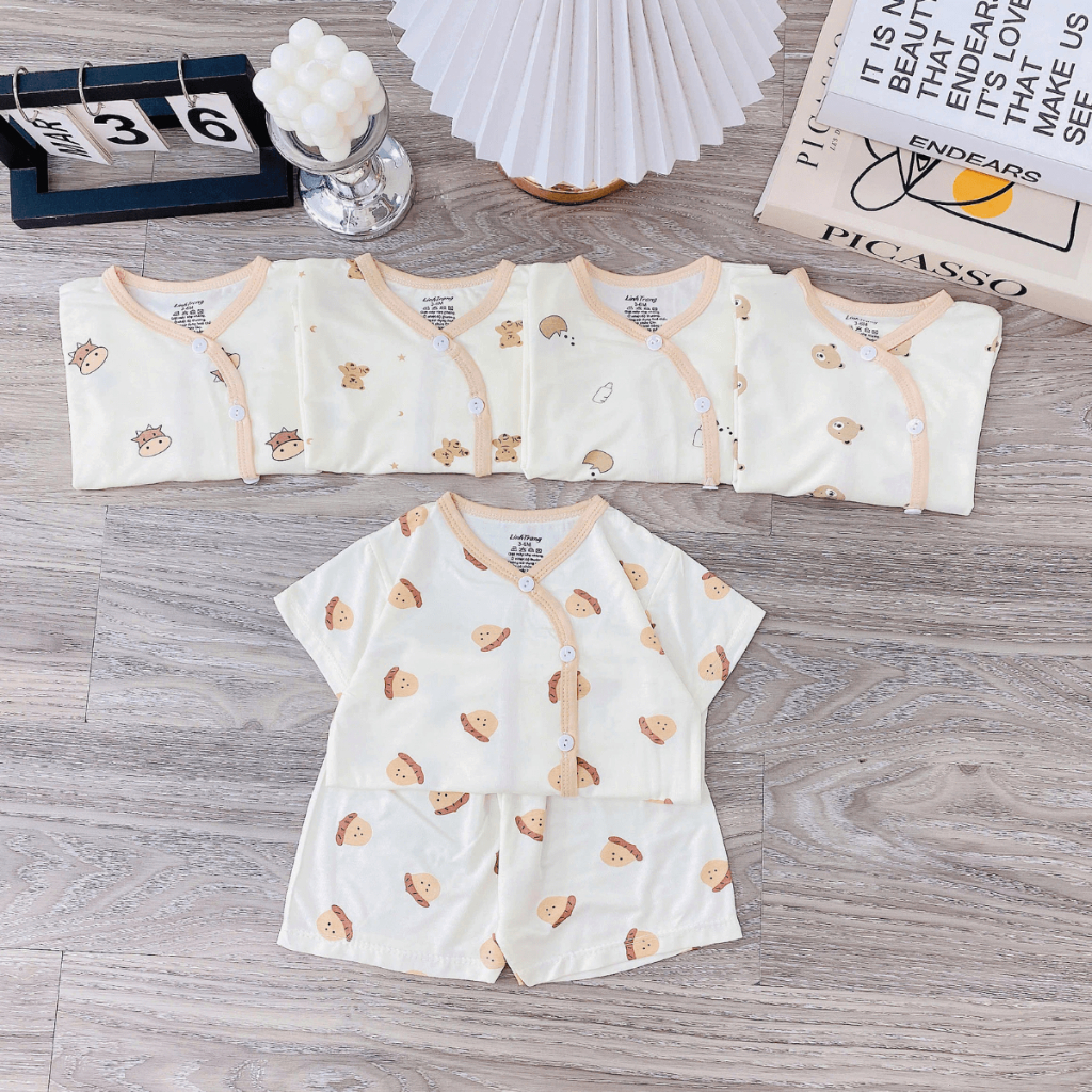 Combo 2/3 bộ cộc tay cho bé sơ sinh chất thun lạnh kem mềm mịn thoáng mát cho bé trai gái 0-9 tháng CL11 Đậu Đậu Store