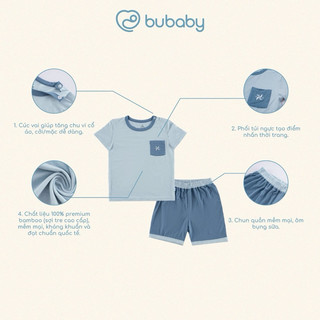 BuBaby Bộ ngắn tay cài vai Gami cao cấp cho bé trai và bé gái BBB1301PW