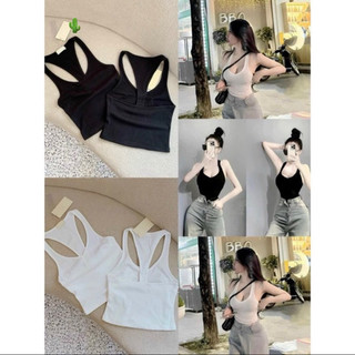 Áo thun ba lỗ hai màu trắng đen sang chảnh cổ tim xinh xắn VANISA CT146