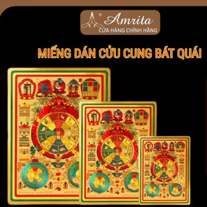 TẤM DÁN VĂN THÙ CỬU CUNG BÁT QUÁI PHÙ - Tấm Dán Văn Thù Cửu Cung -Đồ thờ - Miếng dán decal - Mật Tông - Amrita