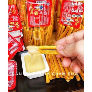 500gr/keo Ăn vặt huyền thoại Bánh quy đũa vị bơ sữa,vị mặn,có kèm 1 hủ sữa đặc để chấm,vị béo của sữa,vị mặn giòn,ngon