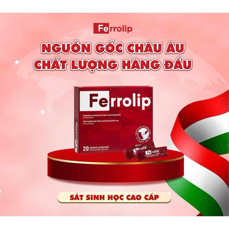 Sắt Sinh Học Ferrolip - Bổ Sung Sắt Cho Cơ Thể, Giảm Nguy Cơ Thiếu Máu Do Thiếu Sắt (Hộp 20 Gói)