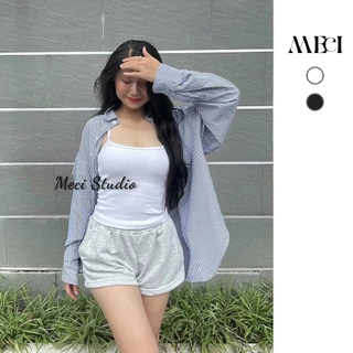 Quần Short Nỉ Nữ MECI Chất Liệu Chân Cua Cotton Form Baby Short 40kg - 60kg (Xám Trắng, Đen) - MC01