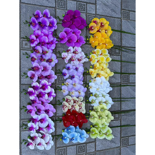 Cành hoa lan hồ điệp cao su 9 bông | Lan Ướt thân đốm- Hoa trang trí, hoa decor