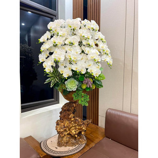 Cành hoa lan hồ điệp cao su 9 bông | Lan Ướt thân đốm- Hoa trang trí, hoa decor