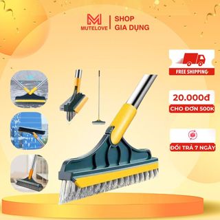 Chổi Cọ Nhà Vệ Sinh 2in1 Thông Minh, Cây Chà Sàn Đầu Tam Giác Gạt Nước Siêu Sạch, Xoay 120 Độ C3