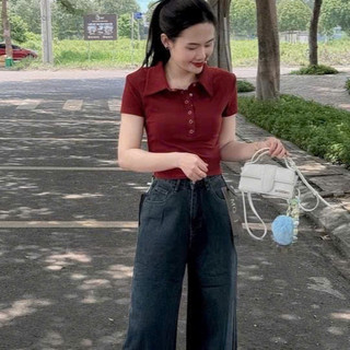 Áo Cổ Đức Cúc Bấm Dáng Basic Ôm BODY XInh Xắn