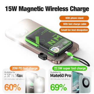 [Có 3C] Sạc dự phòng không dây Magnetic 15W PHANTOM P50 10000mAh Cáp TypeC to LaiNing PD 22.5W, Có giá đỡ, Tản nhiệt