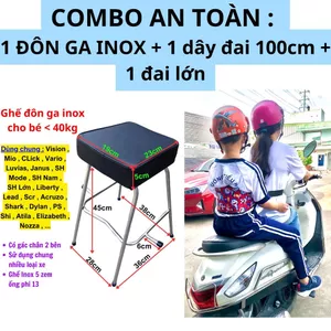 COMBO AN TOÀN ( ĐÔN GA INOX + 1 DÂY ĐAI 100cm + 1 ĐAI LỚN HOẠT HÌNH )