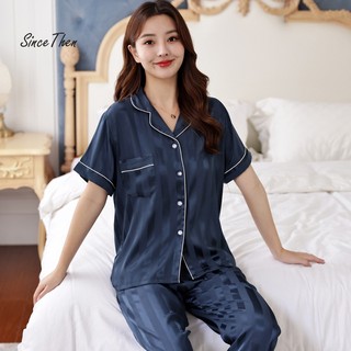 Đồ ngủ đôi nam nữ dành cho vợ chồng mới cưới, bộ quần áo ngủ đôi vải lụa satin - Since Then