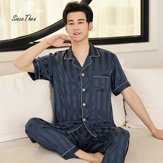 Đồ ngủ đôi nam nữ dành cho vợ chồng mới cưới, bộ quần áo ngủ đôi vải lụa satin - Since Then