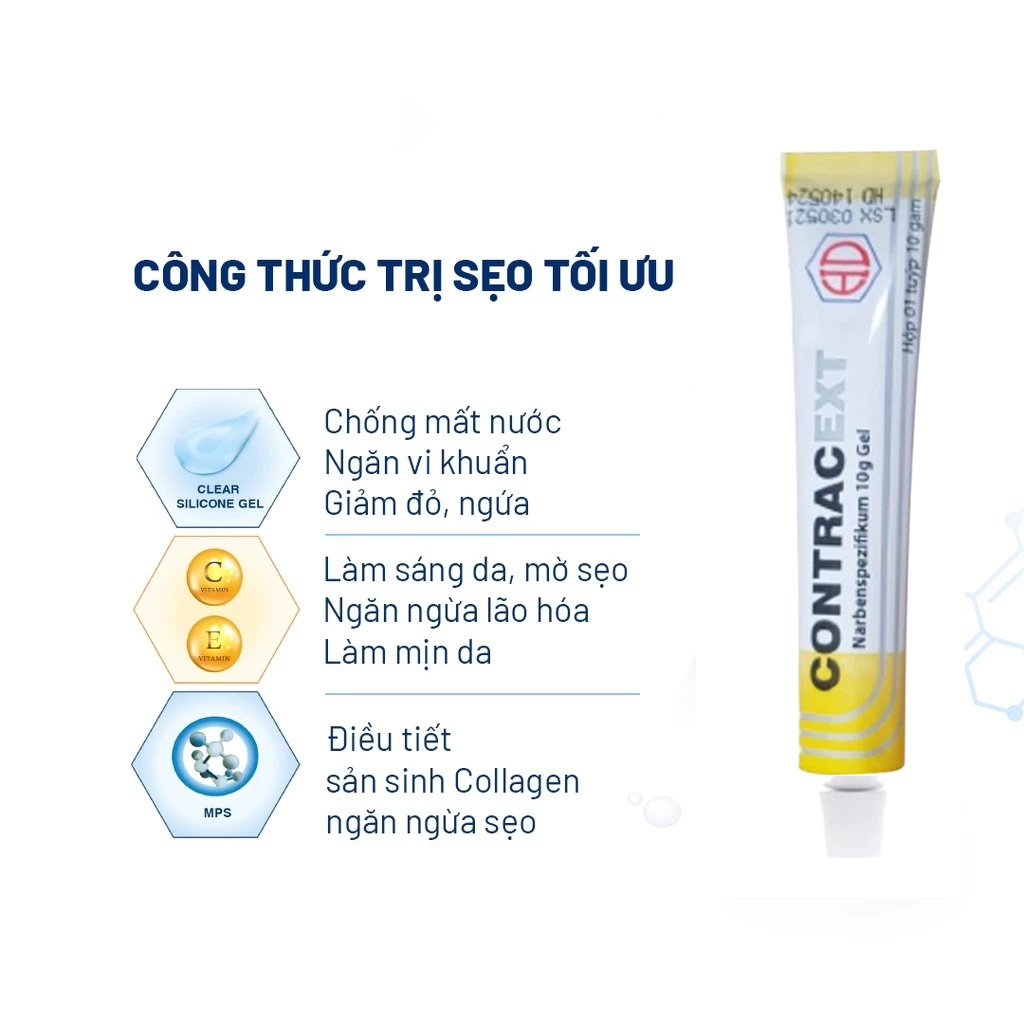 Gel cải thiện sẹo, sẹo lõm, sẹo thâm Contracext tuýp 10mg giảm và mờ sẹo Nga Beauty