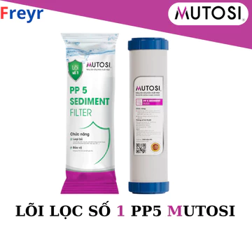Lõi lọc thô số 1 Mutosi, loại bỏ cặn bẩn >5 micron, dùng cho máy lọc nước RO, công nghệ Nhật Bản