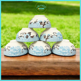 Bộ 10 Bát Chén Ăn Cơm Bộ Bát Gốm Sứ, Chén Bát Cao Cấp Nhiều Hoạt Tiết Hoa Văn 4D Sang Trọng Dày Dặn
