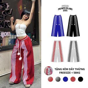 QUẦN NỈ BÔNG 350GSM ỐNG RỘNG PENTALINE KÈM DÂY THỪNG FFCLUB MIX - QUẦN DÀY FORM RỘNG UNISEX NAM NỮ