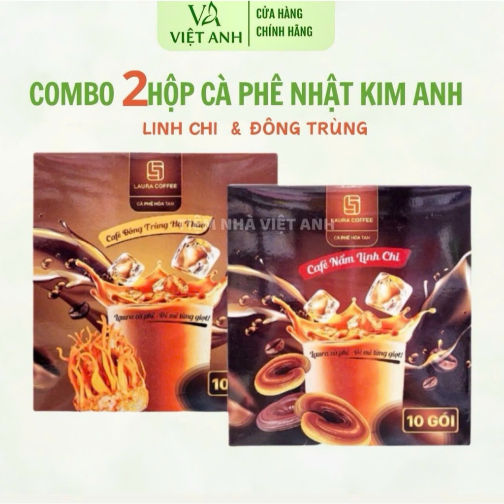 ( Combo 2 hộp KHÔNG QUÀ) cà phê hòa tan Nhật Kim Anh LAURA COFFEE (Hộp 10 gói)