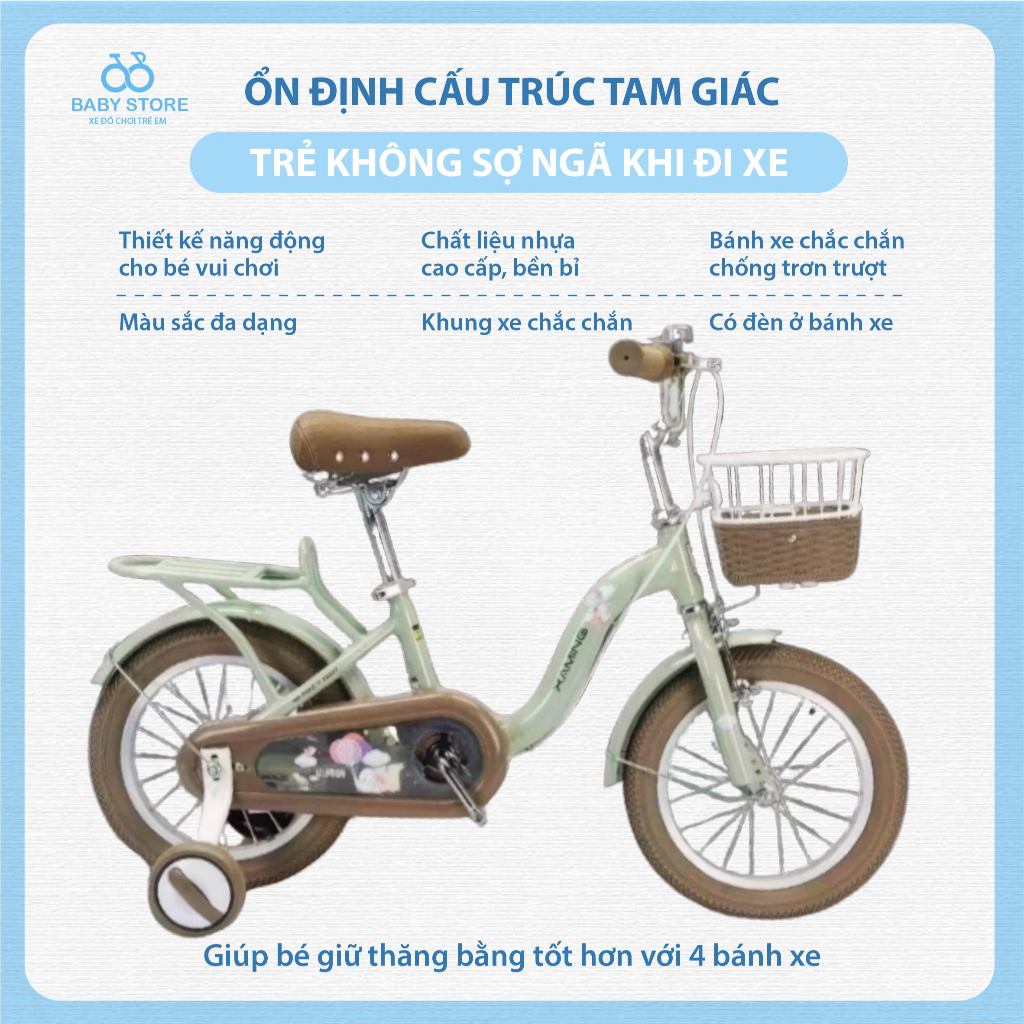 Xe đạp cho bé. Xe đạp Xaming nữ 1 khung Mẫu Mới 2024 giỏ mây size 12-20 cho bé gái BABY STORE-có đệm ghế sau
