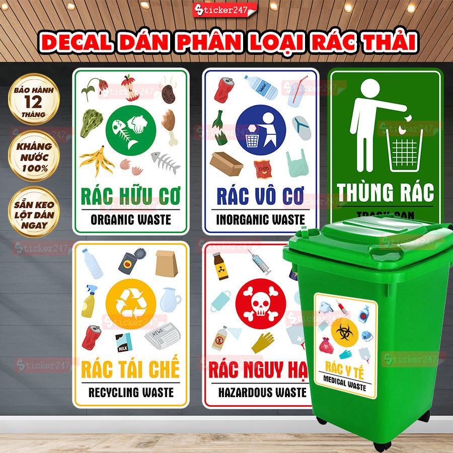 Decal Phân Loại Rác Thải 🌈𝑭𝒓𝒆𝒆𝒔𝒉𝒊𝒑 Miếng Dán Phân Loại Rác Tái Chế, Rác ...
