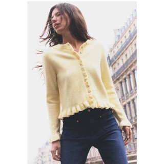 Áo Zara made in Morocco len dệt kim trơn viền bèo khuy trai nhiều màu