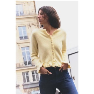 Áo Zara made in Morocco len dệt kim trơn viền bèo khuy trai nhiều màu