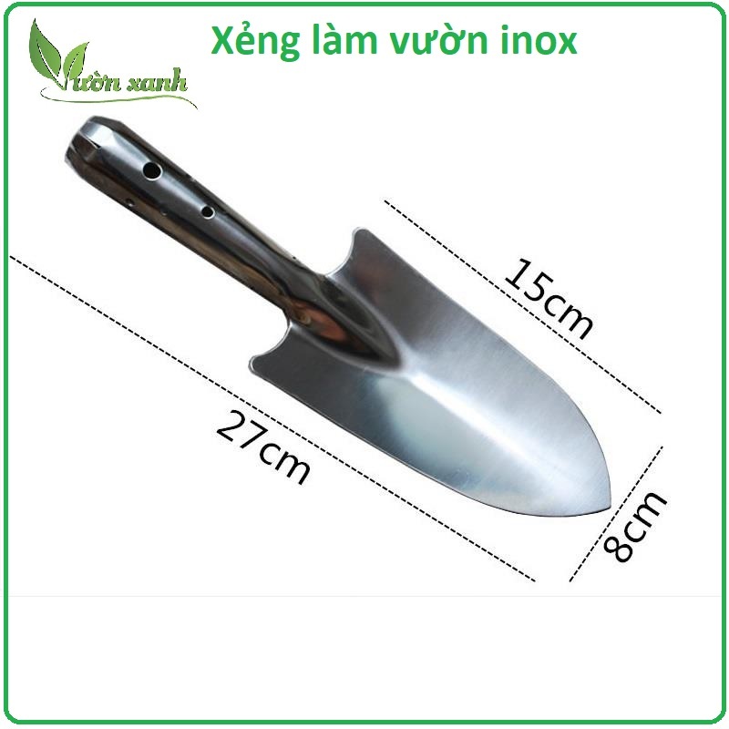 Xẻng Làm Vườn Inox - Dài 26cm, không rỉ sét, độ bền cao- Cán inox ...
